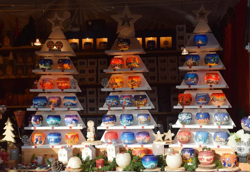Colorful festive display at the Strasbourg Christmas Market