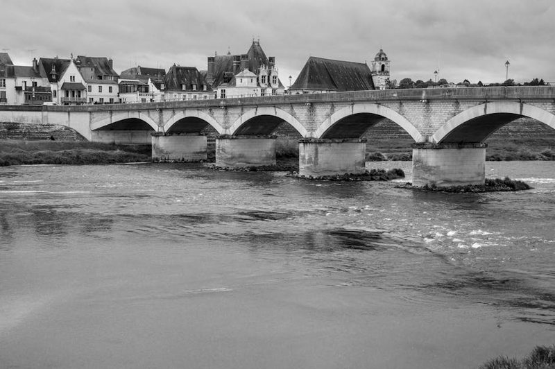 Historic bridge over the Loire River in Amboise France