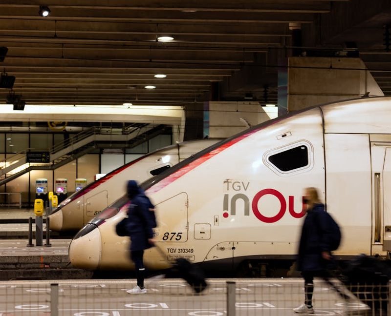 TGV high-speed trains at a Paris railway station platform