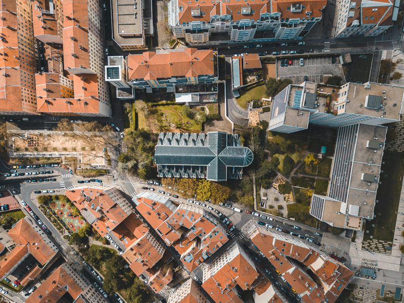 Aerial view of the city of Lyon, gateway to the Northern Rhône