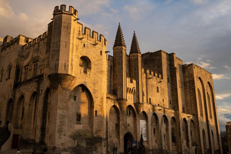 View of Avignon and the historic Palace of the Popes in Provence